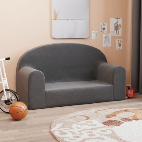Kindersofa 2-Sitzer Anthrazit Weich Plüsch vidaXL734183