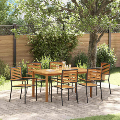 Garten Essgruppe 7 pcs Schwarz Massivholz Akazie vidaXL (1/5)