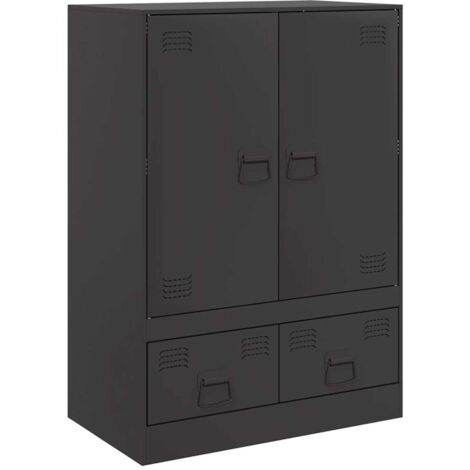 vidaXL Hochglanz Buffet Schwarz 67x39x95 cm Stahl