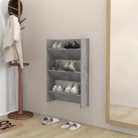 vidaXL Wand-Schuhschrank Betongrau 60x18x90 cm Holzwerkstoff