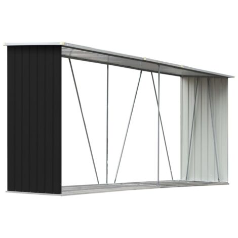 Brennholzlager Verzinkter Stahl 330x84x152 cm Anthrazit vidaXL