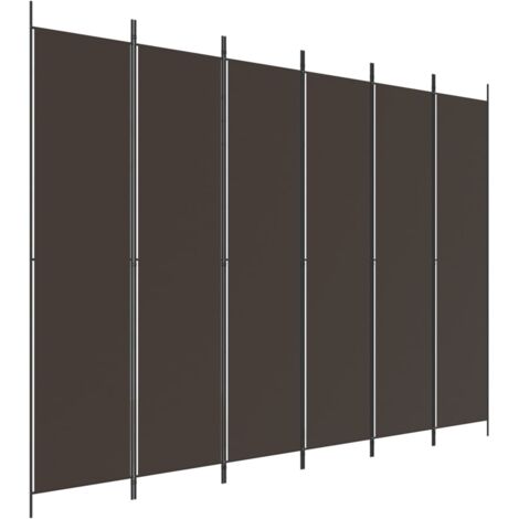 vidaXL 6-tlg. Paravent Braun 300x220 cm Stoff