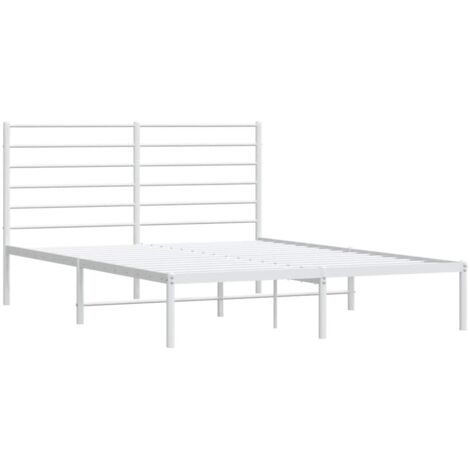 Bettgestell mit Kopfteil Metall Weiß 150x200 cm vidaXL (1/5)
