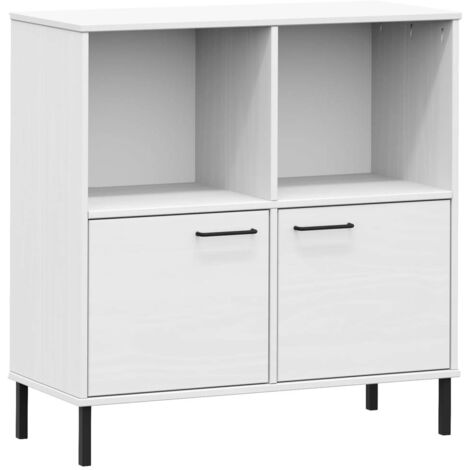 Bücherregal OSLO mit Metallbeinen Weiß 90x35x90,5 cm Massivholz vidaXL (1/5)
