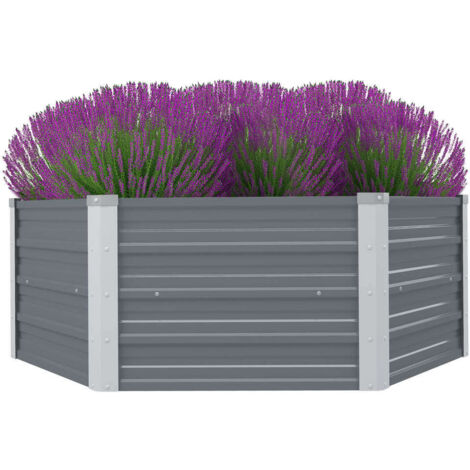 vidaXL Raised Garden Bed 129x129x46 cm Galvanised Steel Grey