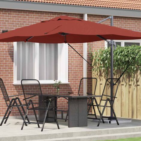 Ampelschirm Roma Rot und Schwarz 352 x 251 x 260 cm vidaXL