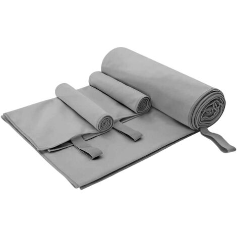 Sporthandtuch Set 3 pcs Dunkelgrau Polyester und Polyamid vidaXL