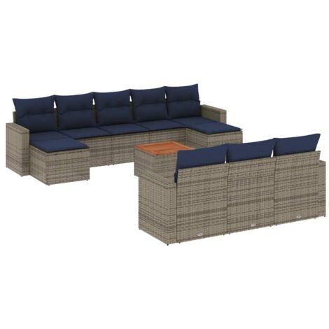 11-teiliges Gartensofa-Set mit Kissen, grau, Polyrattan vidaXL (1/5)