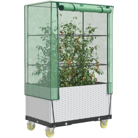 Hochbeet mit Aufsatz und Rollen Rattan-Optik 80x50x182 cm vidaXL