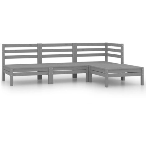 vidaXL Garten-Sitzgruppen-Set 4 Teile Massivholz Grau