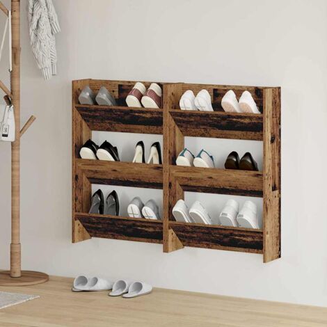 Wandschuhschrank 2 pcs Altholz 60 x 18 x 90 cm Holzwerkstoff vidaXL