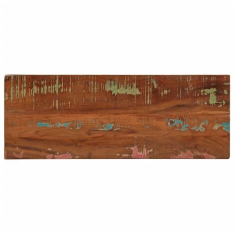 Tischplatte 80x30x3,8 cm rechteckig aus recyceltem Massivholz