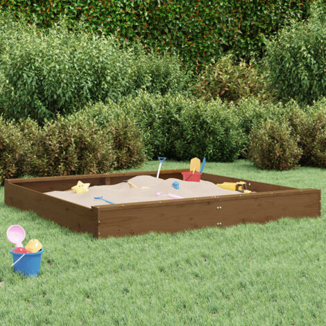 Sandkasten mit Sitzen Honigbraun Quadratisch Massivholz Kiefer vidaXL889486 (1/5)
