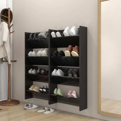 vidaXL Wand-Schuhschränke 4 Stk. Hochglanz-Schwarz 60x18x60 cm (1/5)