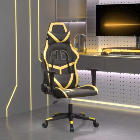 Gaming-Stuhl mit Massagefunktion Schwarz und Gold Kunstleder