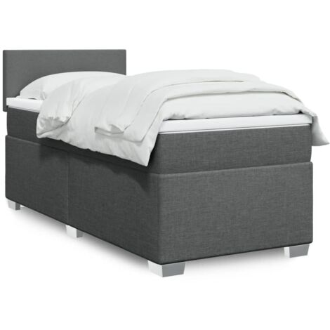 Boxspringbett mit Matratze Dunkelgrau 80x200 cm Stoff vidaXL451347