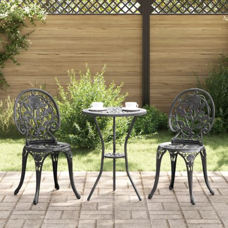 Garten Bistro Set 3 pcs Schwarz Aluminium vidaXL (1/5)