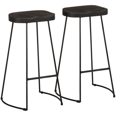 Barhocker 2 Stk. Schwarz 45x40x78 cm Mango Massivholz vidaXL