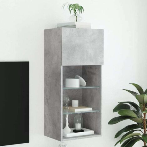 TV-Möbel mit LED-Lichtern grau Beton 40,5x30x90 cm