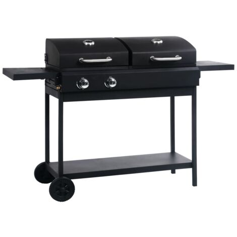 Gas- und Holzkohle-Grill mit 2 Brennern vidaXL