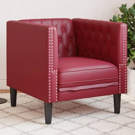 Chesterfield-Sessel Weinrot Kunstleder vidaXL204931