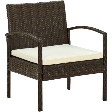 Gartenstuhl mit Kissen Poly Rattan Braun vidaXL