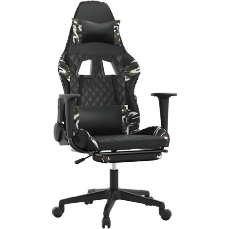 Gamingstuhl mit Massage Fußstütze Schwarz Tarnfarben Kunstleder vidaXL