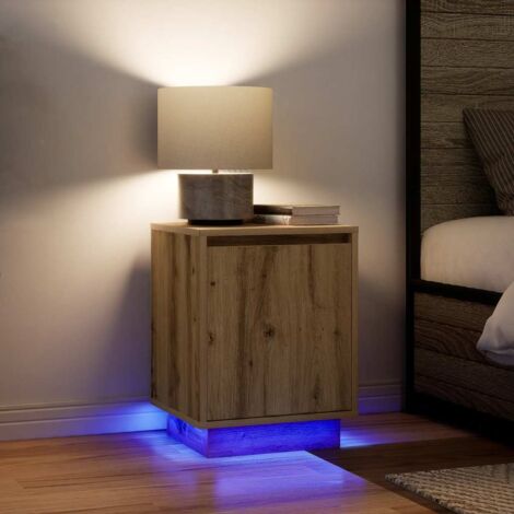 Nachttische mit LED-Leuchten 2 Stk. Artisan-Eiche 38x34x50 cm vidaXL
