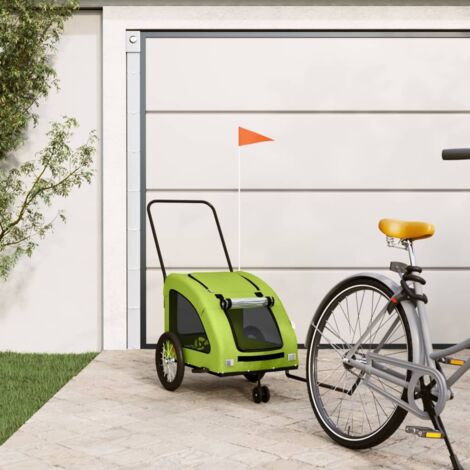 vidaXL Pet Bike Trailer Green Oxford Fabric and Iron (1/5)