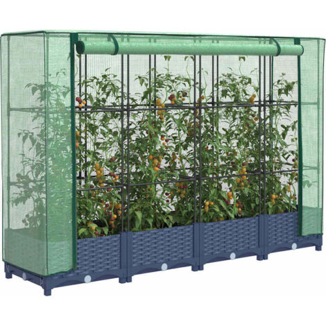 Hochbeet mit Gewächshaus-Aufsatz Rattan-Optik 160x40x123 cm vidaXL762845