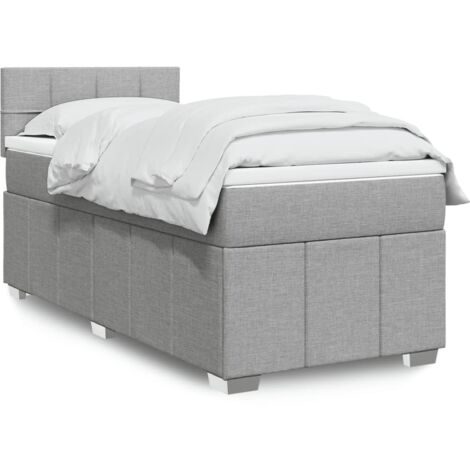 Boxspringbett mit Matratze Hellgrau 90x190 cm Stoff vidaXL