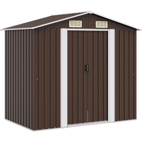 Geräteschuppen Braun 204x132x186 cm Stahl vidaXL57992