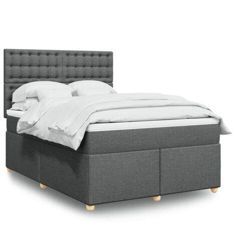 Lattenrostbett mit Matratze Dunkelgrau 160x200cm Stoff