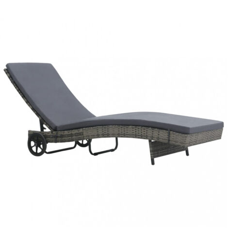 vidaXL Sun Lounger with Wheels and Cushion Poly Rattan Anthracite (1/5)