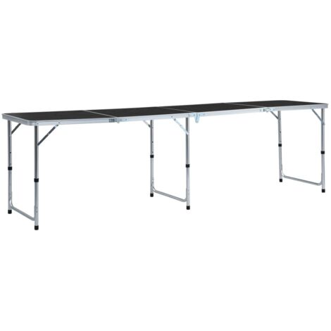 Faltbarer Camping-Tisch Grau Aluminium 240x60 cm