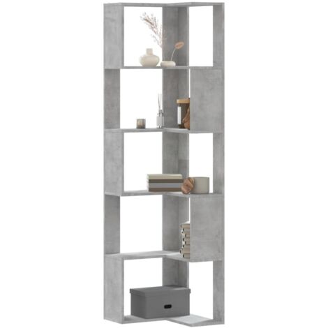 vidaXL Eck-Bücherregal 5 Böden Betongrau 50x50x179 cm Holzwerkstoff (1/5)
