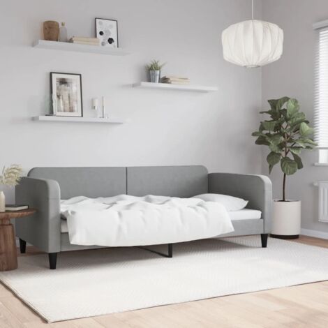 Tagesbett Hellgrau 90x200 cm Stoff vidaXL