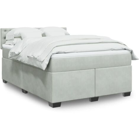 Boxspringbett mit Matratze Hellgrau 140x200 cm Samt vidaXL (1/5)