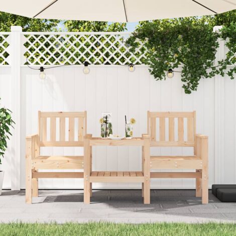 vidaXL Gartenbank mit Tisch 2-Sitzer Massivholz Kiefer (1/5)