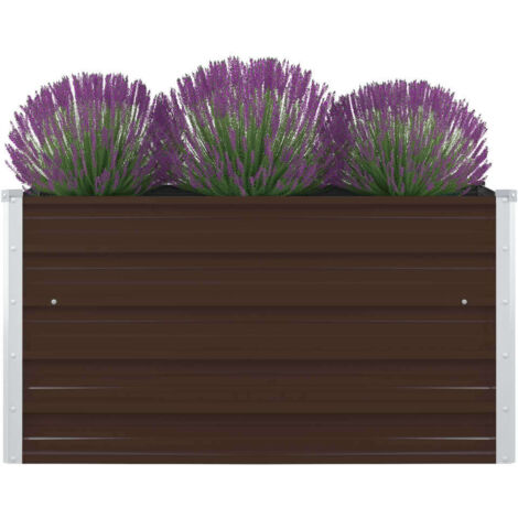 vidaXL Raised Garden Bed 100x100x45 cm Galvanised Steel Brown