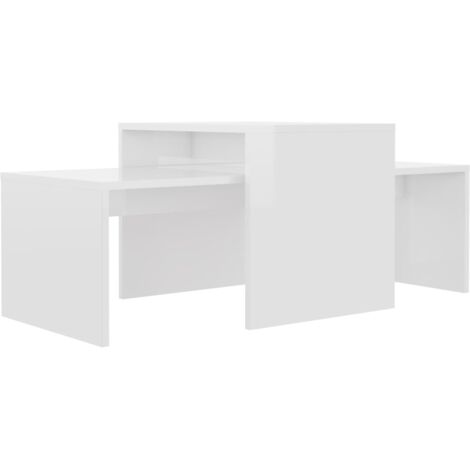 vidaXL Couchtisch-Set Weiß glänzend Ingenieurholz