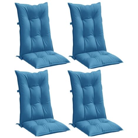 vidaXL Hochlehner-Stuhlauflagen Set von 4 Blau Melange Stoff