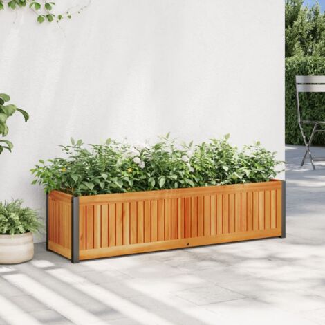 Pflanzkübel 110x30x27,5 cm Massivholz Akazie und Stahl vidaXL