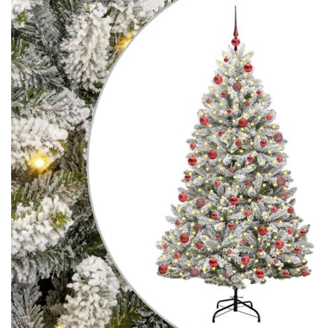 Künstlicher Weihnachtsbaum Grün und Weiß 180 cm PVC und Metall vidaXL