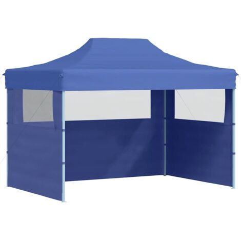 Faltzelt mit 3 Wänden 3x4 m Stahl Blau