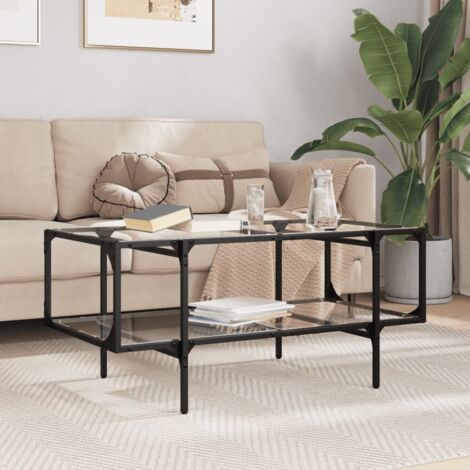 vidaXL Coffee Table with Transparent Glass Top 98,5x50x45 cm Steel (1/5)