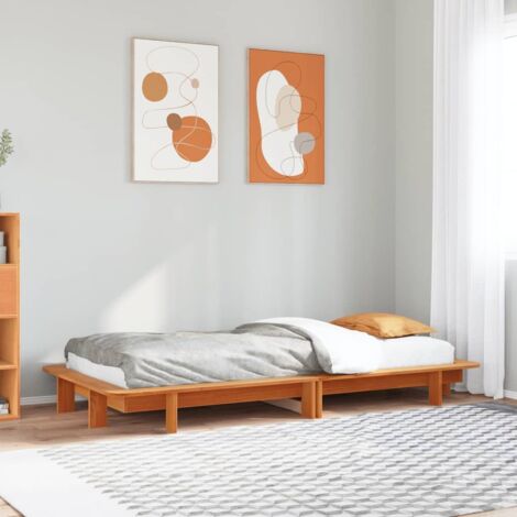 Bettgestell ohne Matratze, geöltes Braun, 90x200 cm, aus massivem Kiefernholz
