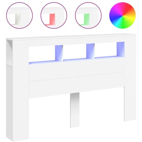 LED-Kopfteile Weiß 160x18,5x103,5 cm aus Spanplatte
