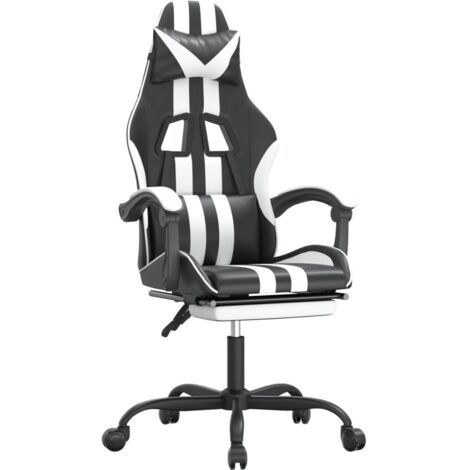 Gaming-Stuhl mit Fußstütze Drehbar Schwarz & Weiß Kunstleder vidaXL