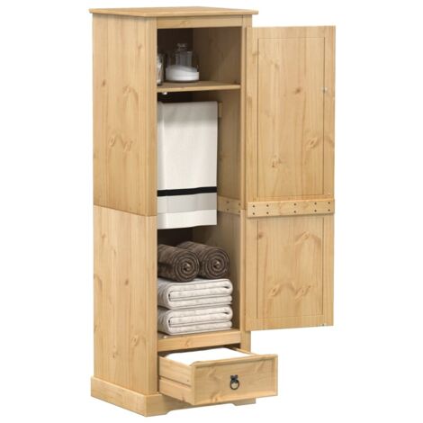 vidaXL Kleiderschrank aus massivem Kiefernholz braun 55x50x170 cm